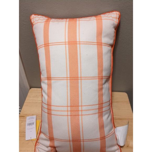 Place & Time Fall Orange & White Plaid with Sunflowers 20" x 12" Throw Pillow - Picture 3 of 5